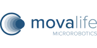 Movalife Microrobotics company logo with a crescent shape and text.