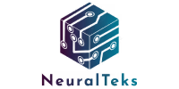 NeuralTeks company logo with stylized hexagon and circuit lines design
