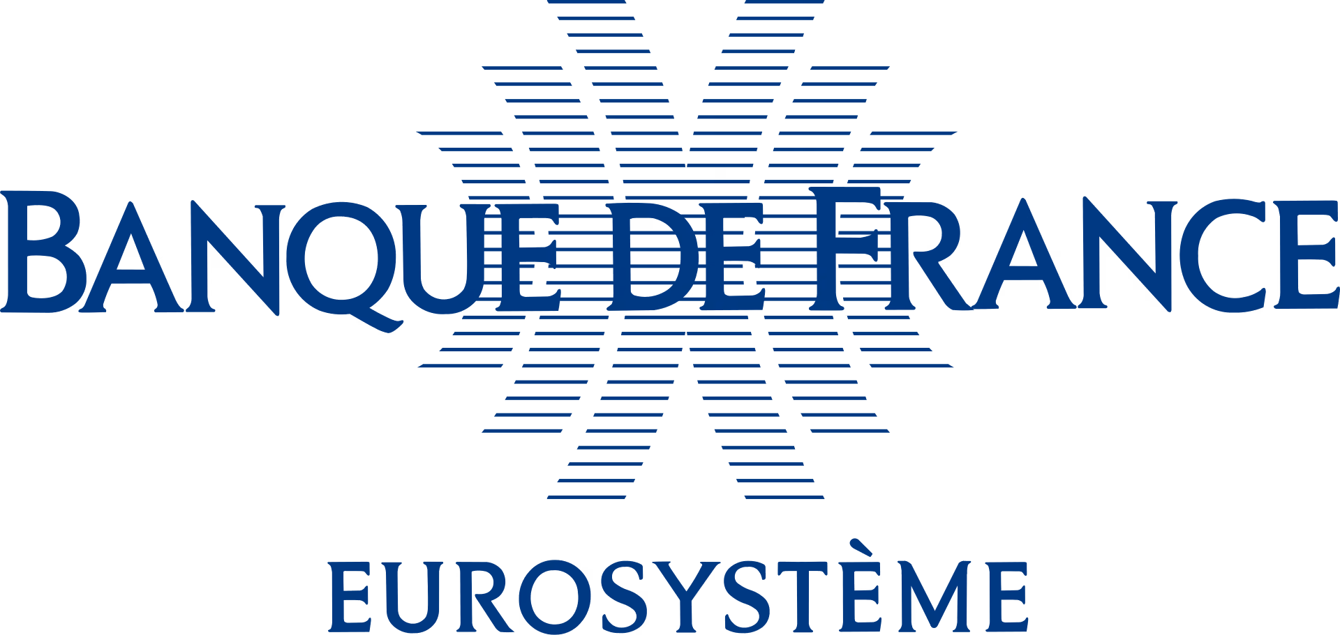Logo of Banque de France with stylized blue lines and Eurosystem text below.