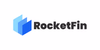 RocketFin company logo with blue 3D geometric shapes and bold black text.