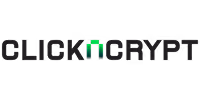 Clickcrypt logo with green house-shaped symbol replacing the letter N on a black background.