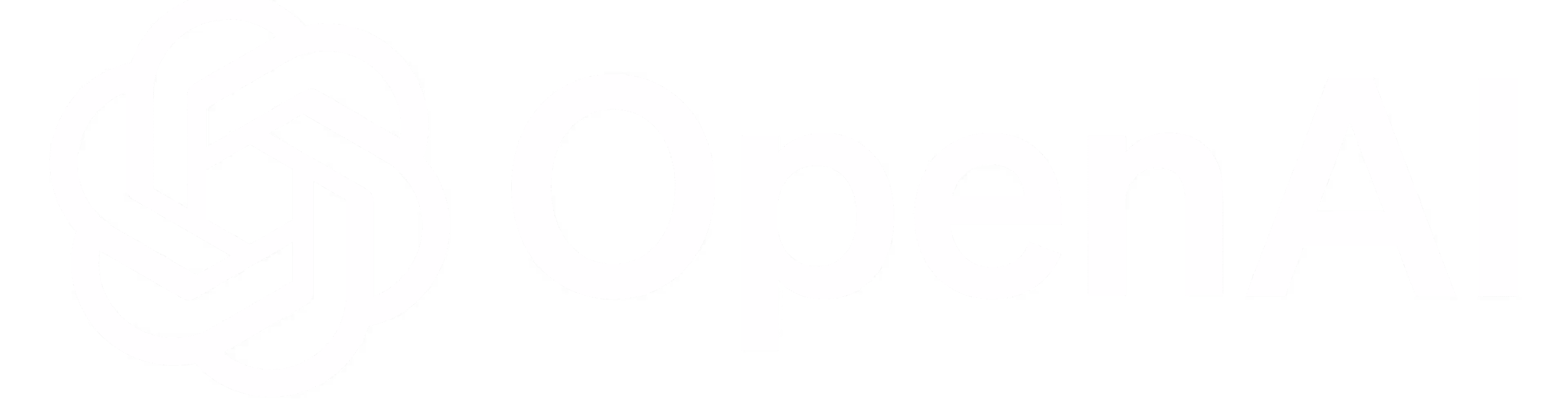OpenAI logo in white on transparent background.