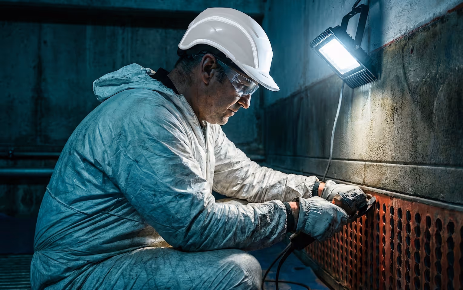 Fachgerechte Wartung und Instandsetzung einer Industrieanlage durch einen Servicetechniker zur Sicherung der langfristigen Anlagenleistung.