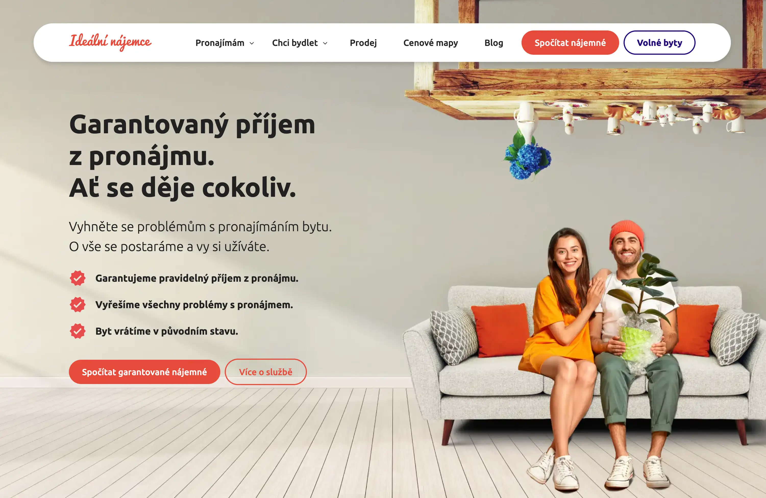 Ukázka webové stránky www.idealninajemce.cz vytvořené ve Webflow