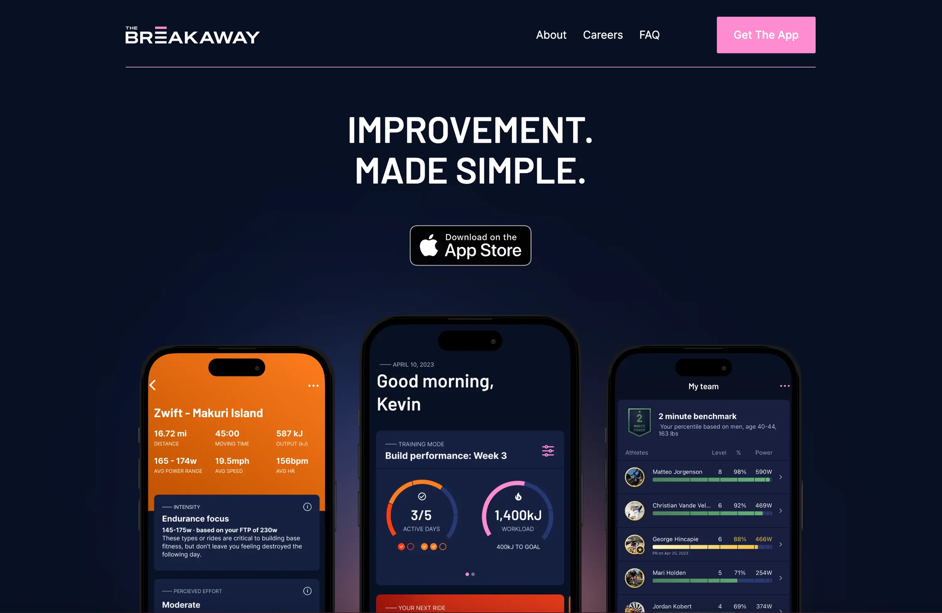 Ukázka webové stránky www.breakaway.app vytvořené ve Webflow