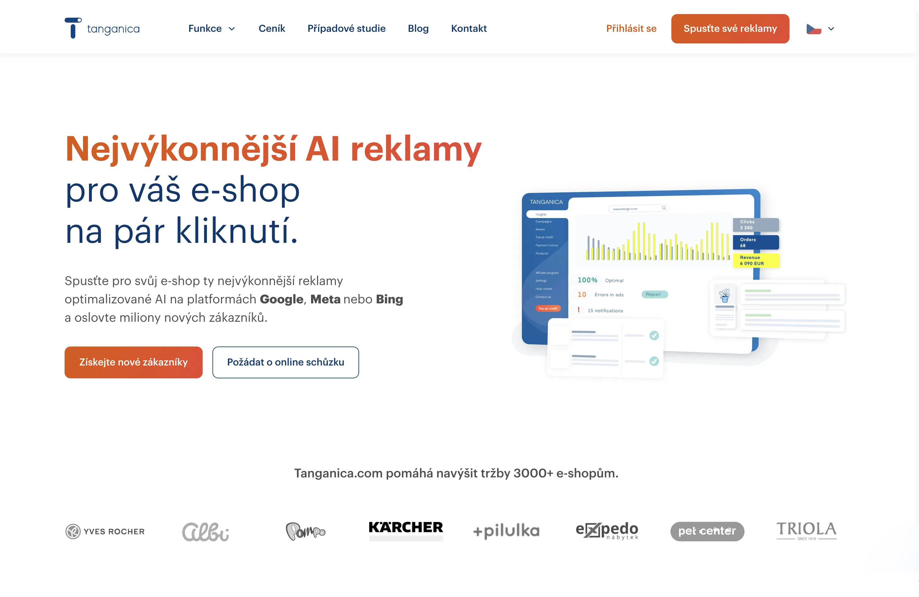 Ukázka webové stránky www.tanganica.com vytvořené ve Webflow