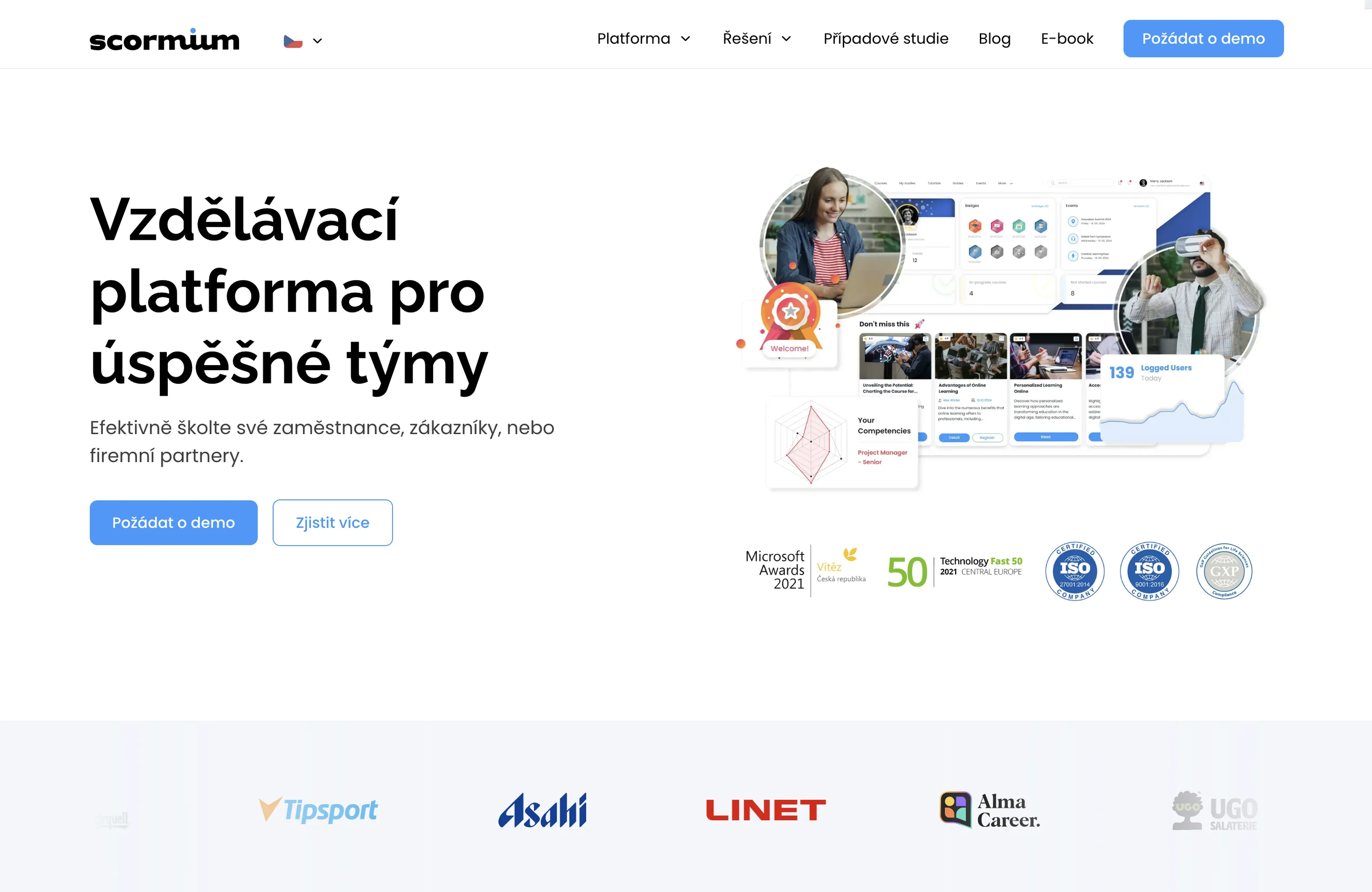 Ukázka webové stránky www.scormium.com vytvořené ve Webflow