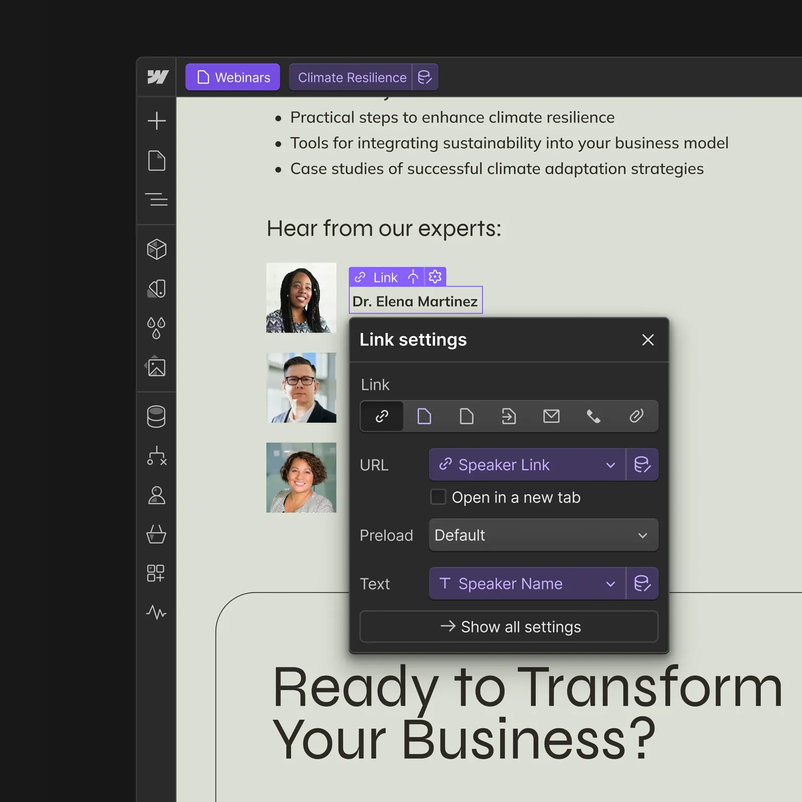 Mockup Webflow CMS Editoru