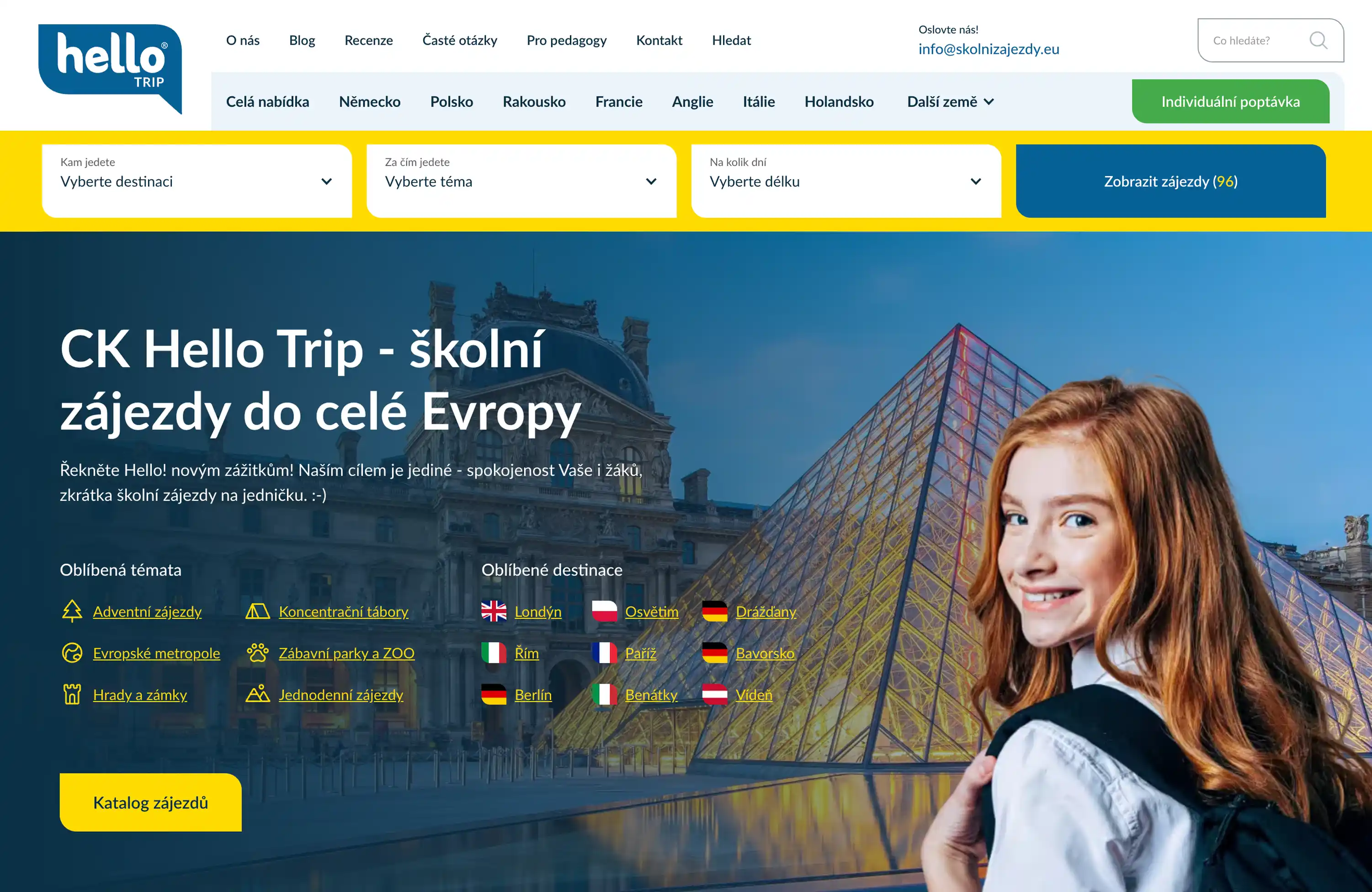 Ukázka webové stránky www.hellotrip.cz vytvořené ve Webflow