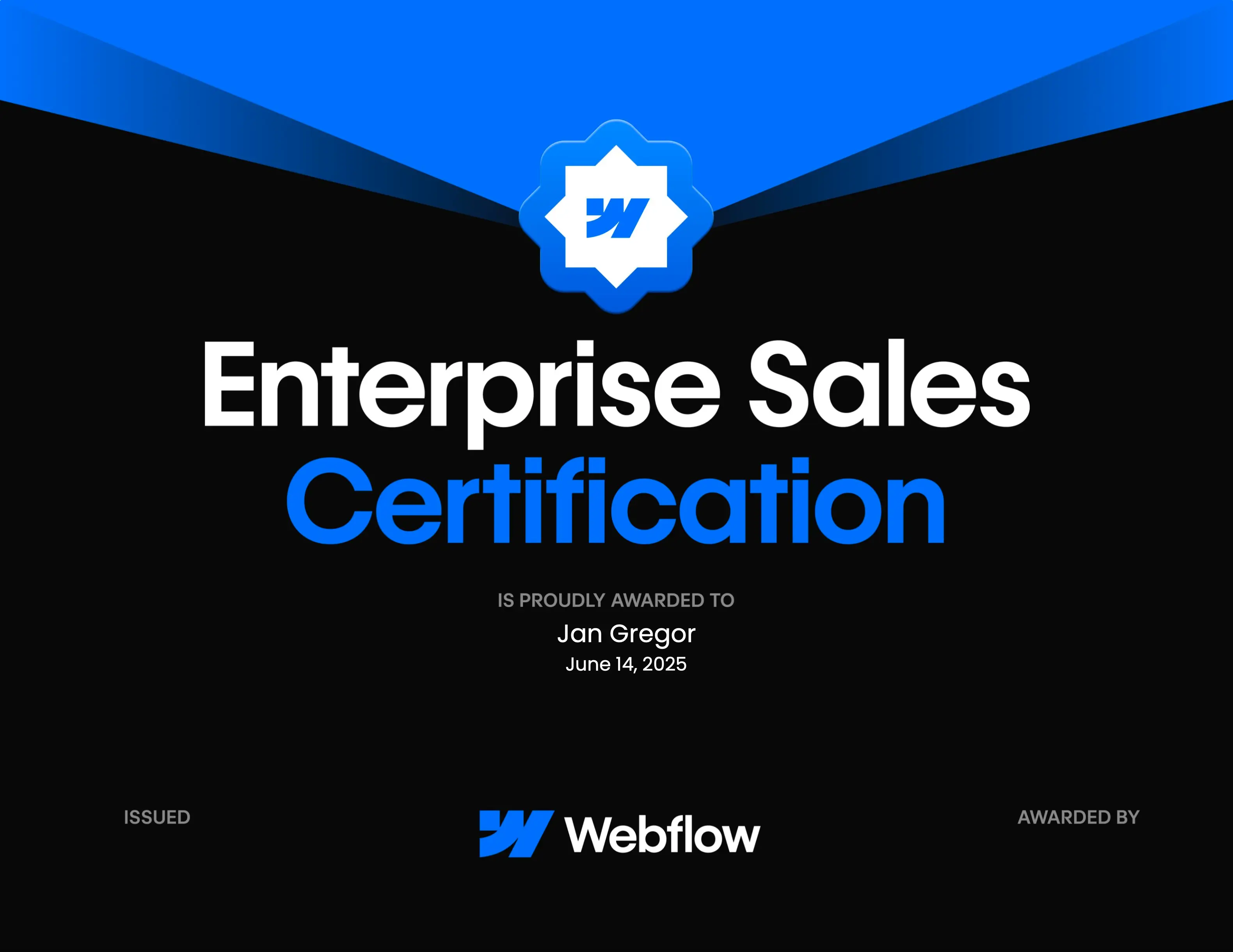 Webflow Enterprise Sales Certification Jan Gregor