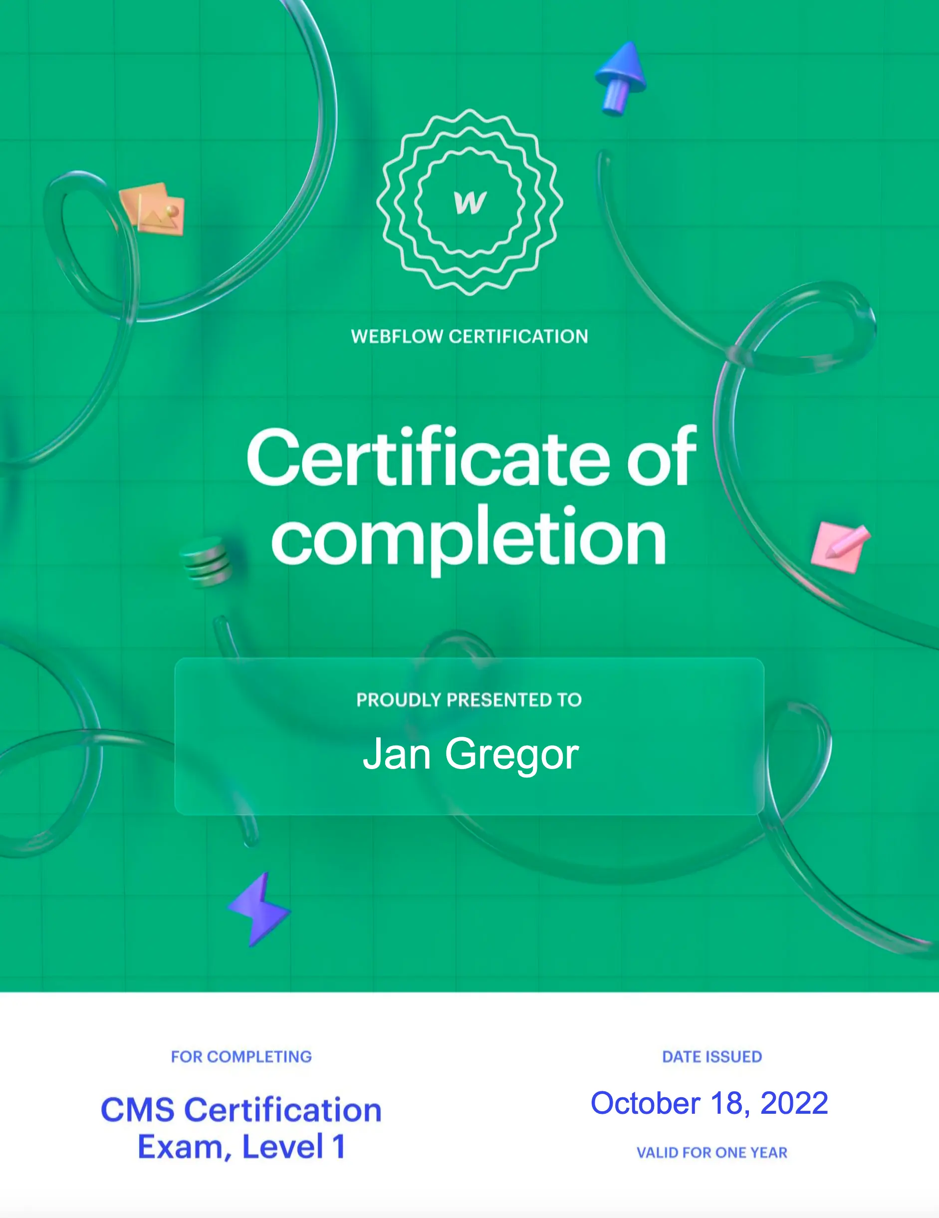 Webflow CMS Exam Level 1 Certification Jan Gregor