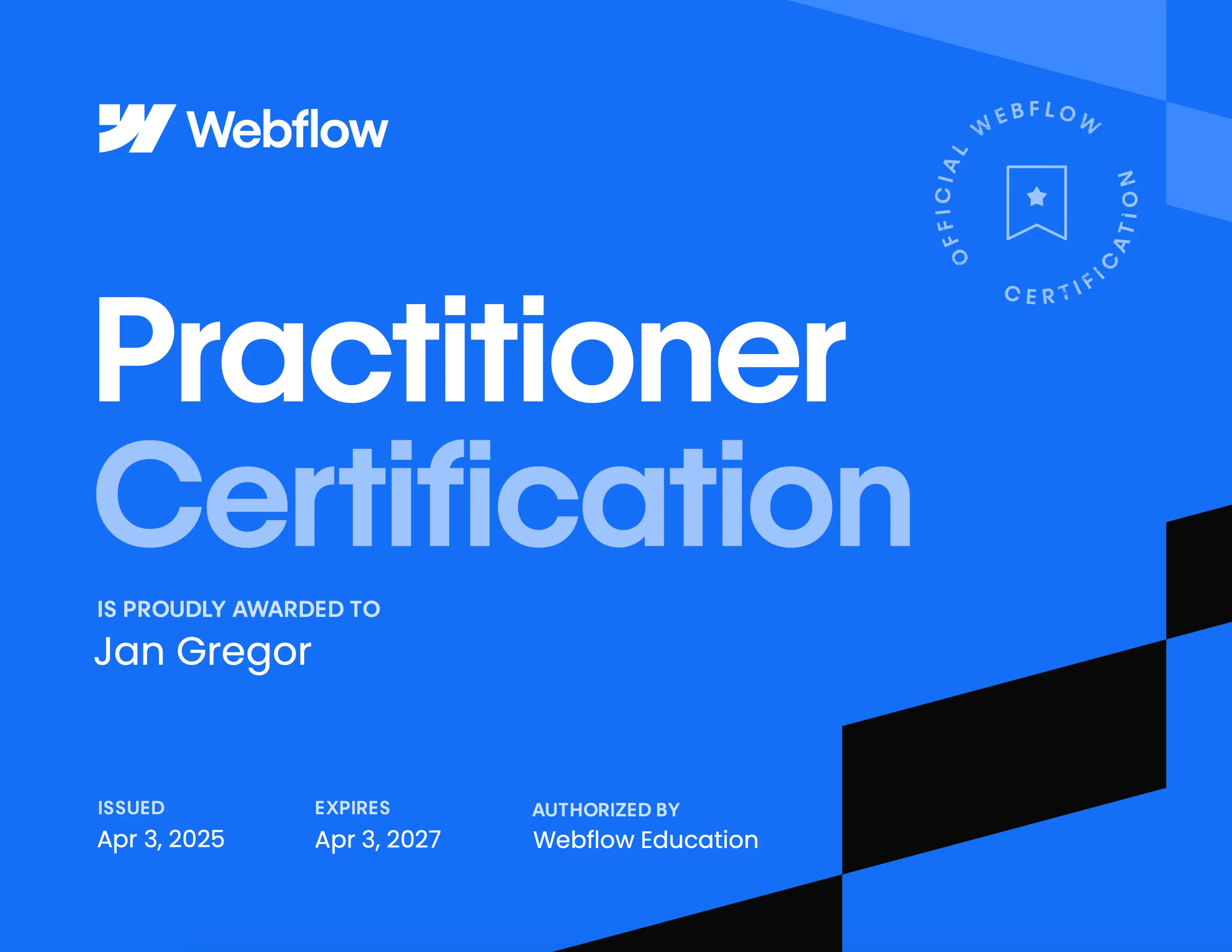 Webflow Practitioner Certification Jan Gregor