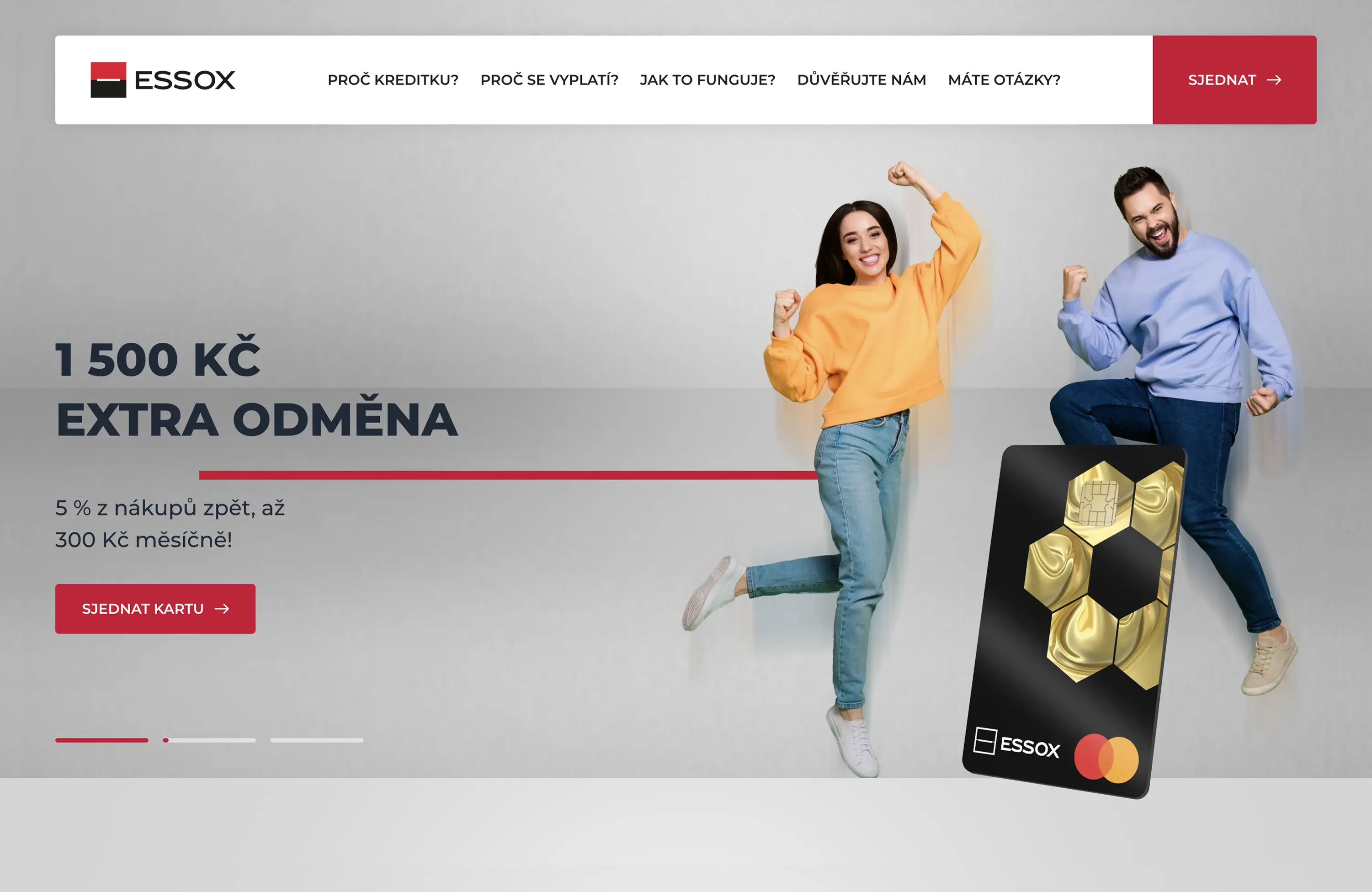 Ukázka webové stránky www.kreditnikartapro.cz vytvořené ve Webflow