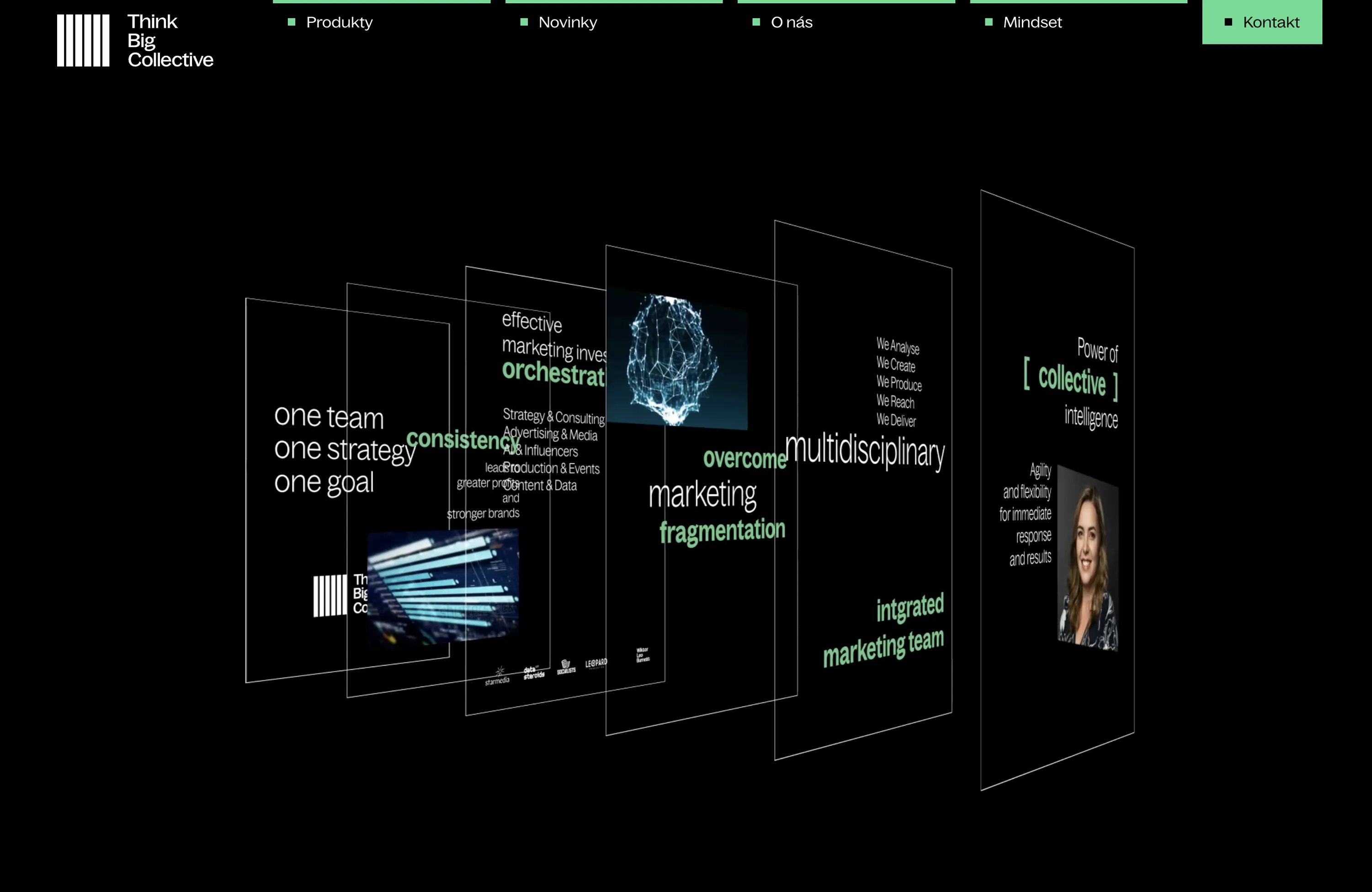 Ukázka webové stránky www.thinkbig.sk vytvořené ve Webflow
