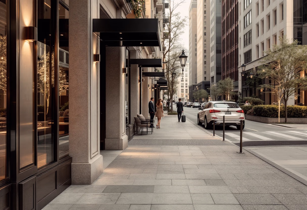 image of a busy downtown area for a mobility and transportation business [background image]