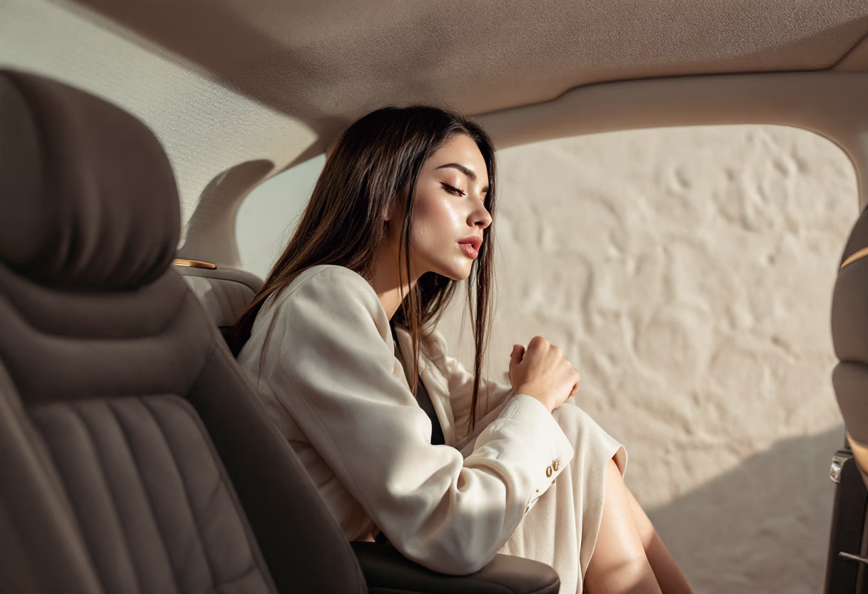 image of a person entering a refined transportation vehicle