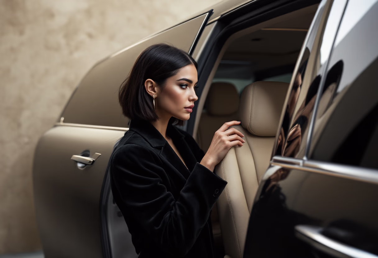 image of a person entering a refined transportation vehicle