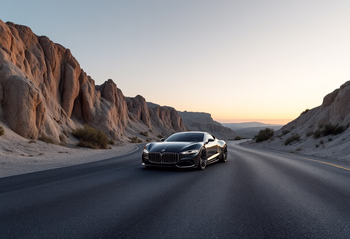 [background image] image of car on a scenic road (for an automotive service)