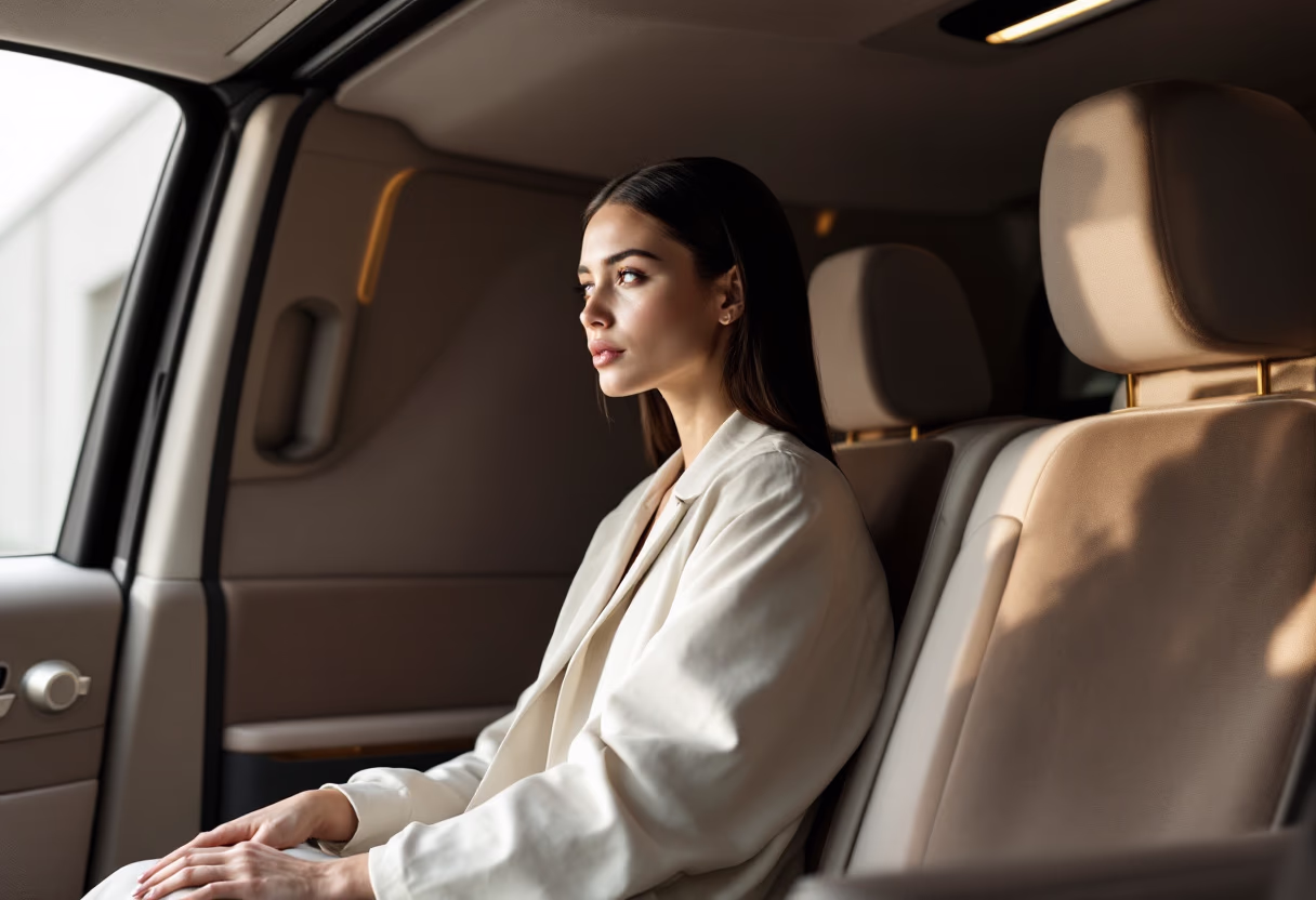 image of a person entering a refined transportation vehicle