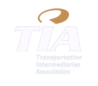 Logo of Transportation Intermediaries Association with acronym TIA and a stylized orange swoosh above the letters.