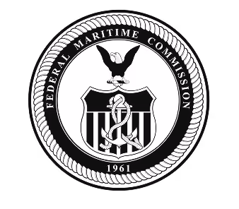 Seal of the Federal Maritime Commission featuring an eagle above an anchor and shield with stripes, surrounded by rope and text.