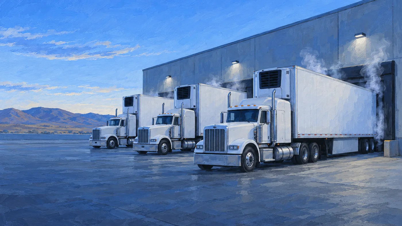 Painted header illustration for the frozen, dairy and meat reefer freight guide