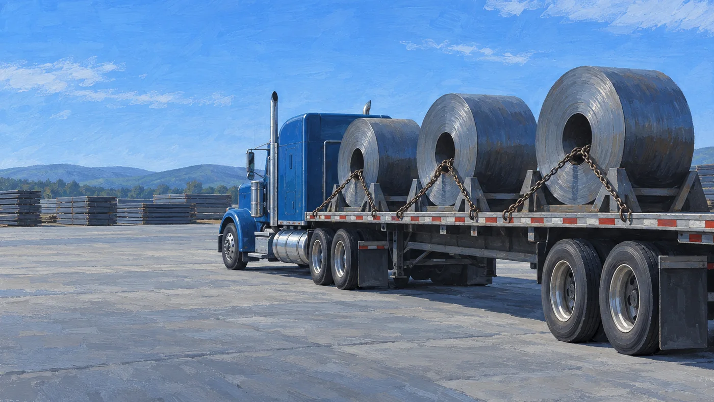 Painted header illustration for the steel and metals freight guide