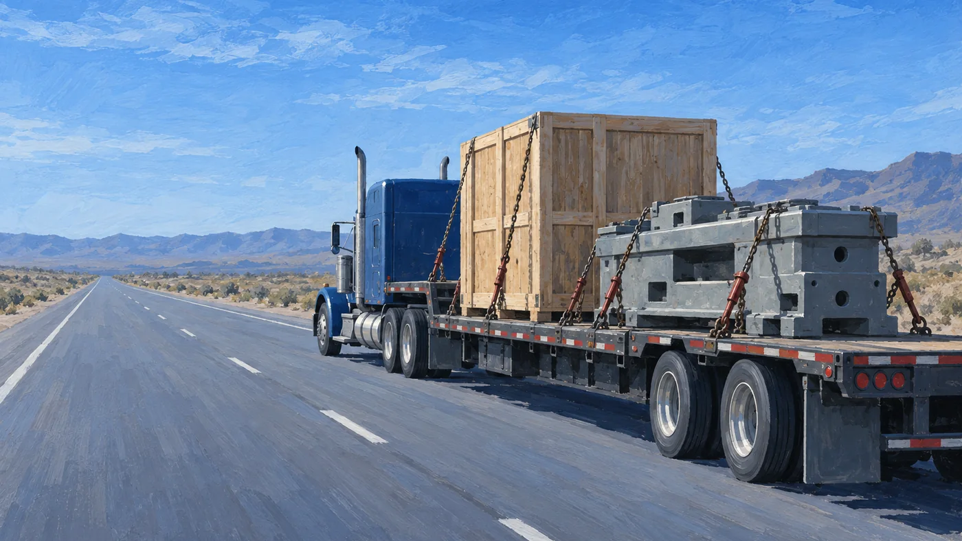 Painted header illustration for the industrial machinery freight guide