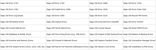Sage 100 Error Code List