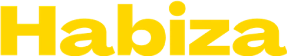 The word 'Habiza' in bold yellow letters on a transparent background.