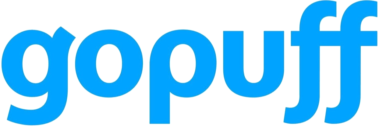 Logo of the company name 'gopuff' in bold lowercase blue letters.