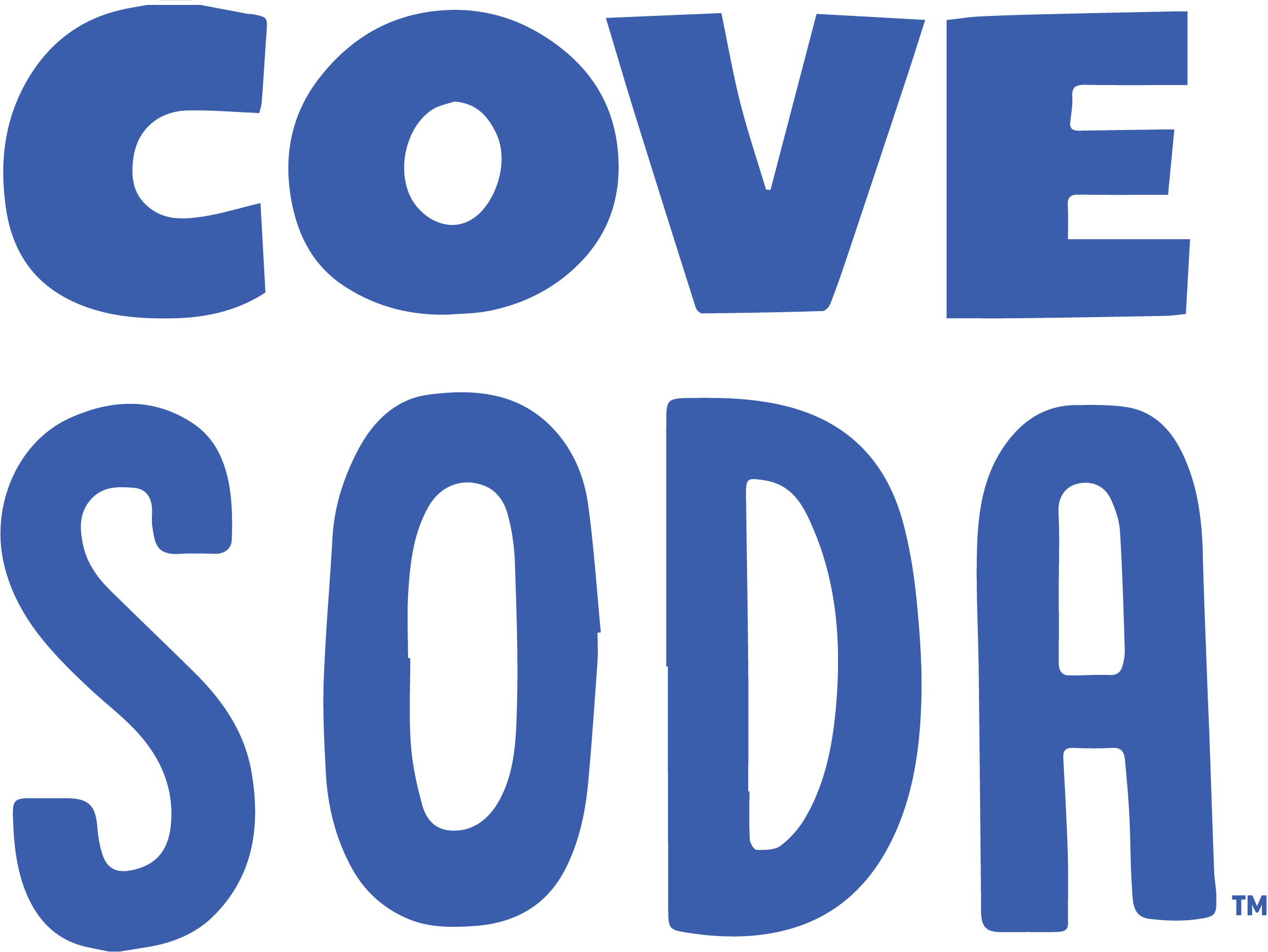 Blue bold text reading 'COVE SODA' on a transparent background.