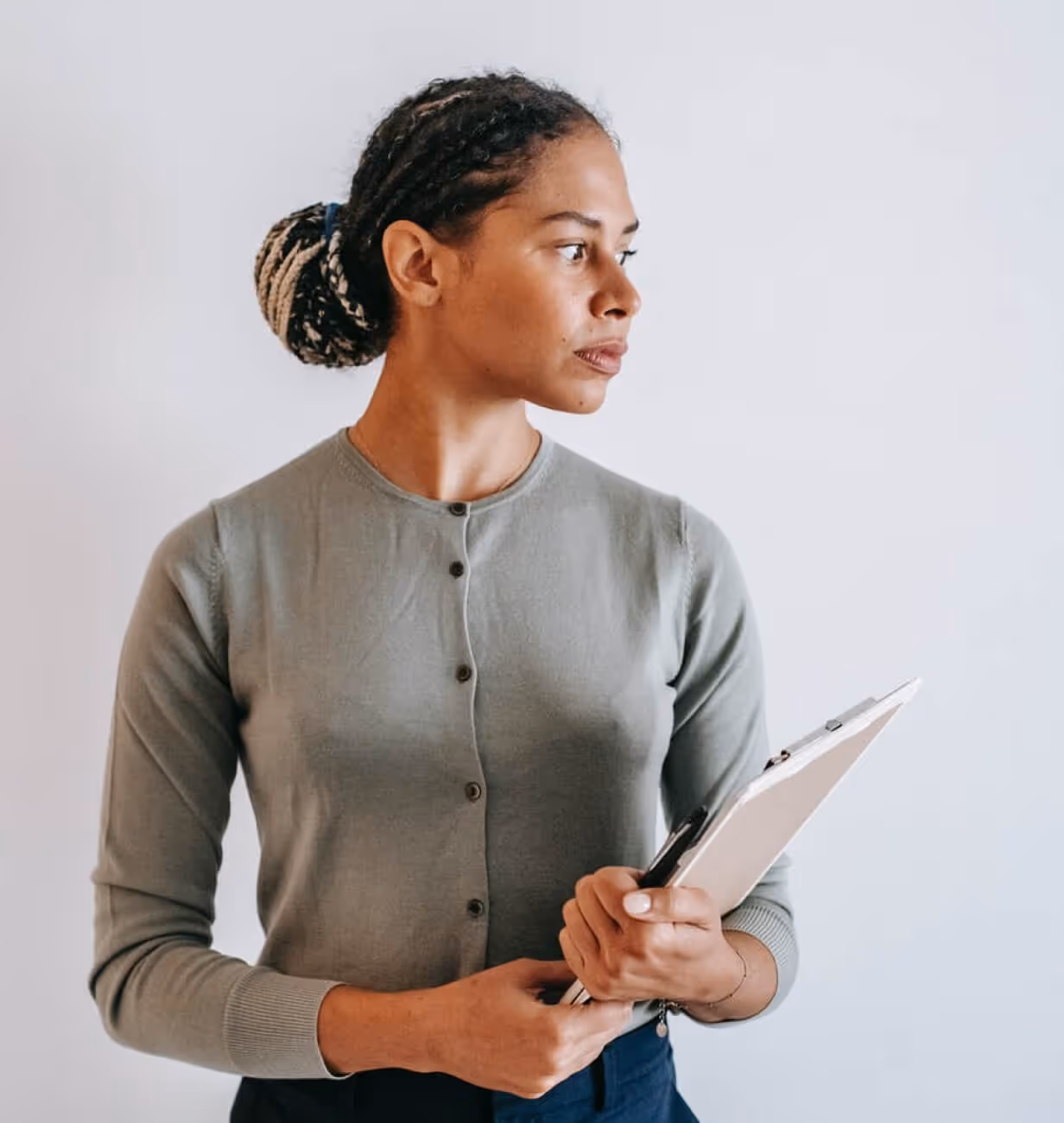 A woman taking notes