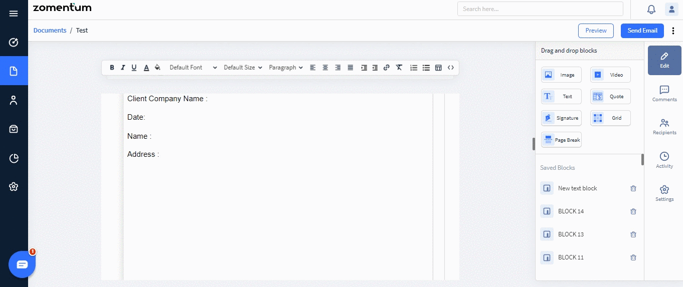 Proposal Templates in Zomentum