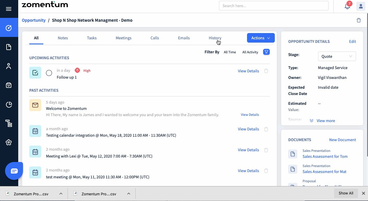 See All Past Activities For Every Entity