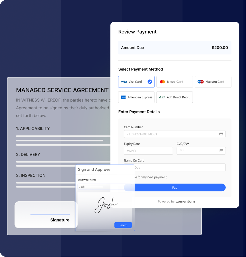 Close Deals Faster with E-Sign and Integrated Payments