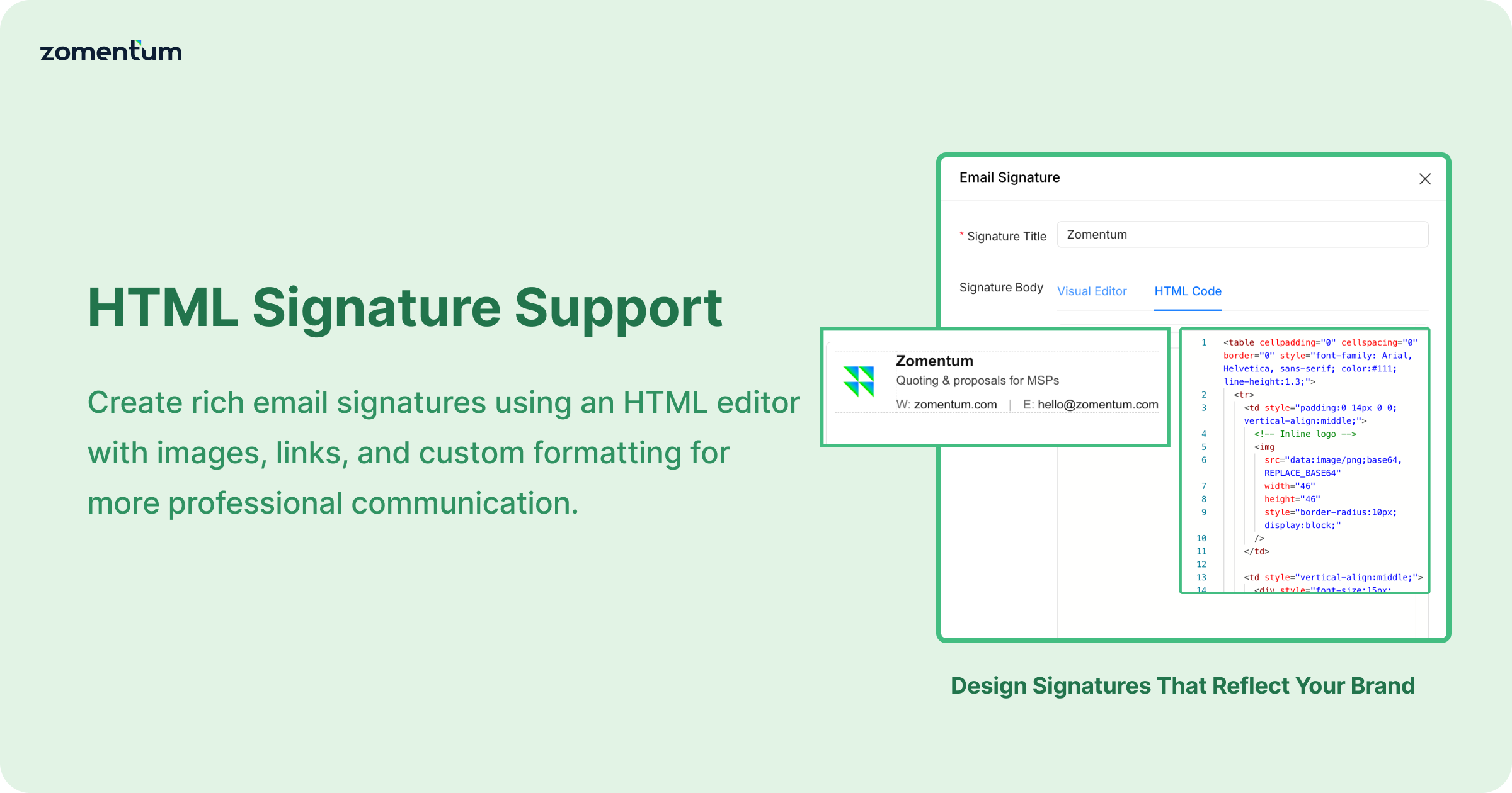 HTML Signature Support