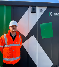 Photo grid of Kensite fleet, staff, and logistics operations supporting sustainability.