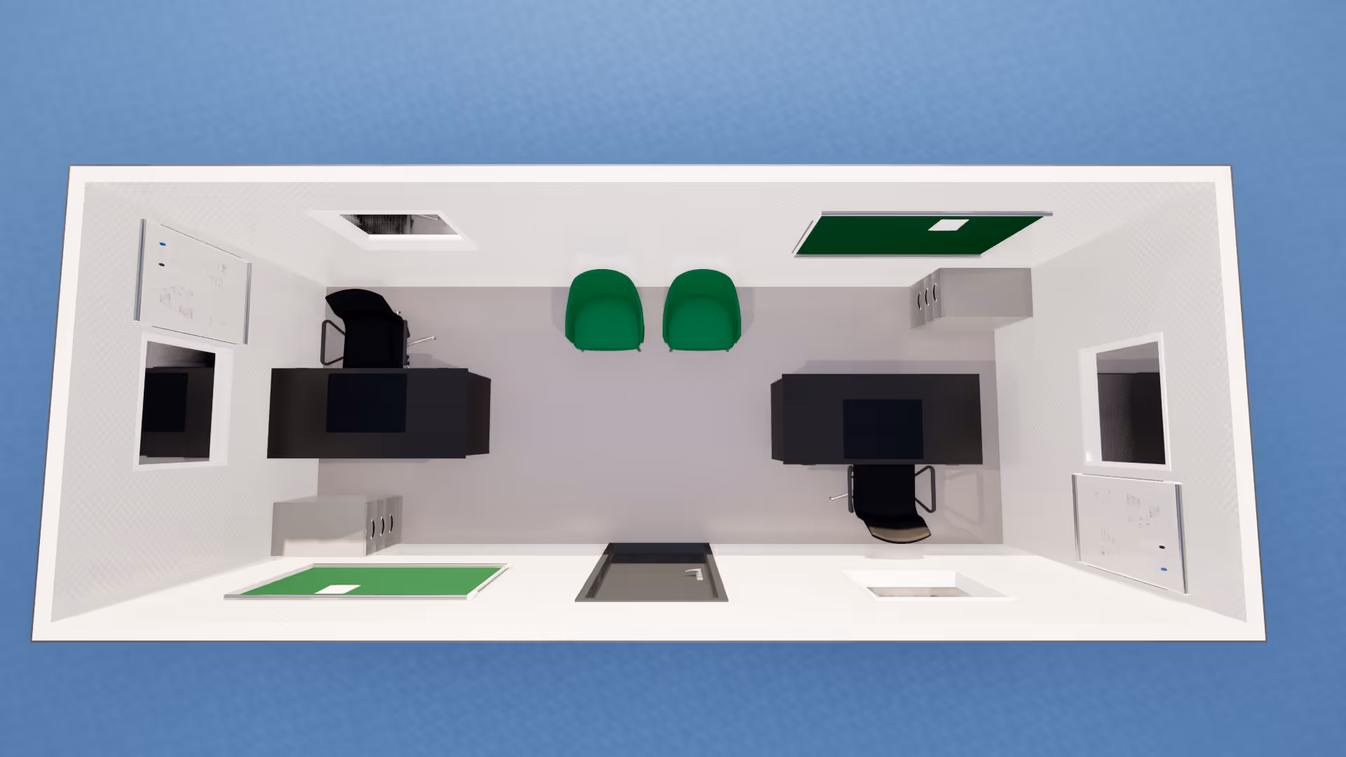 20x8 cabin range including canteen, drying room, and meeting room.