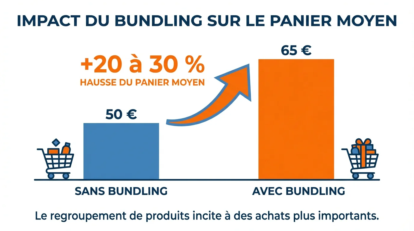 Infographie comparant le panier moyen avec et sans stratégie de bundling