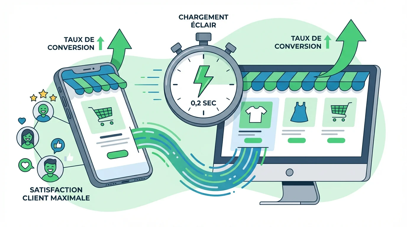 Illustration de la vitesse de chargement d'une boutique en ligne et son impact sur la conversion