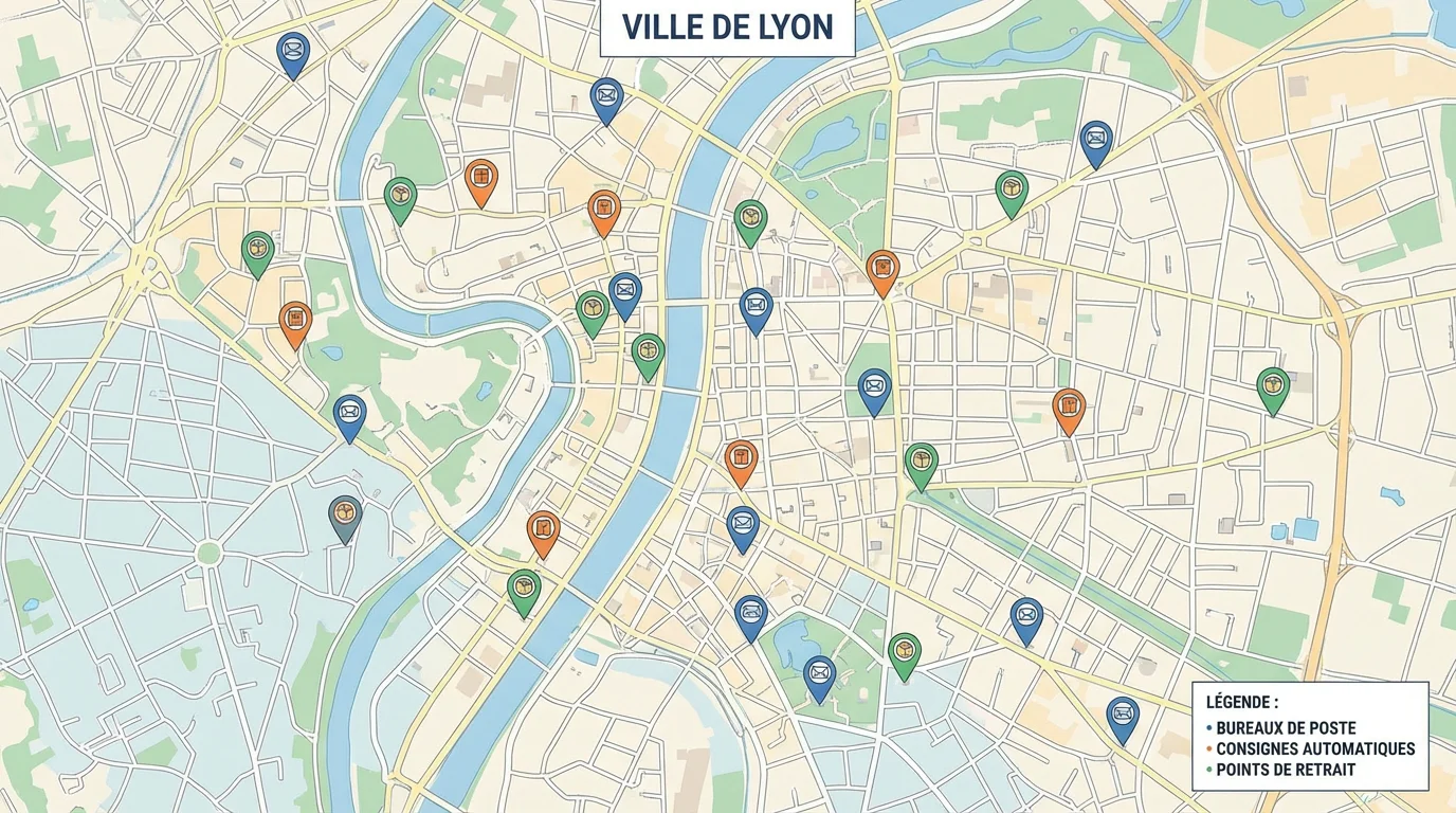 Carte illustrant le réseau de points relais et consignes pour la livraison de colis en France