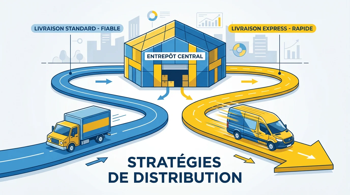 Illustration comparant deux modes de livraison : standard et express