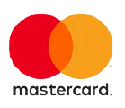 Mastercard-Logo mit zwei überlappenden roten und orangefarbenen Kreisen.