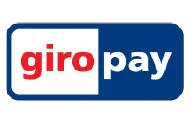 Giropay Logo in weißem und blauem Hintergrund.