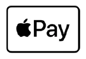Apple Pay-Logo in schwarzer Schrift mit Apfel-Symbol auf weißem Hintergrund.