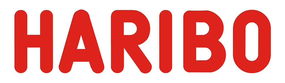 Haribo Schriftzug in roten Großbuchstaben.