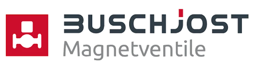 Logo von Buschjost mit dem Schriftzug 'Magnetventile'.