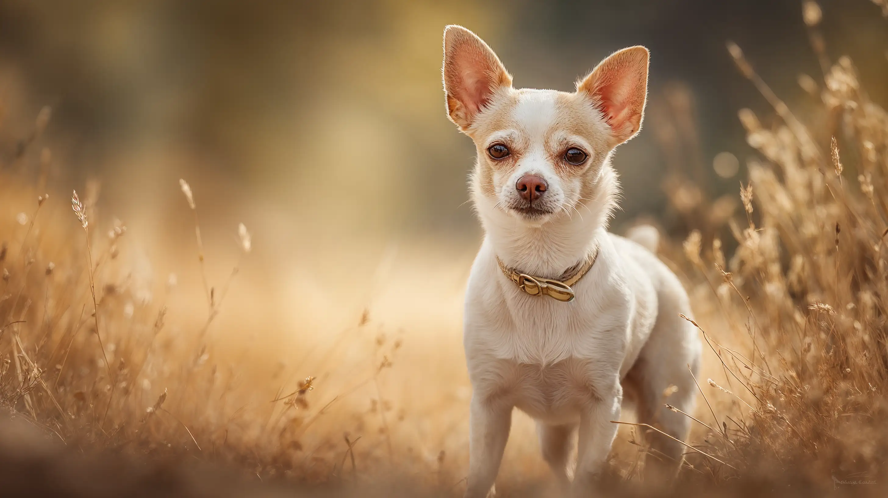 Chihuahua dans un champs face caméra