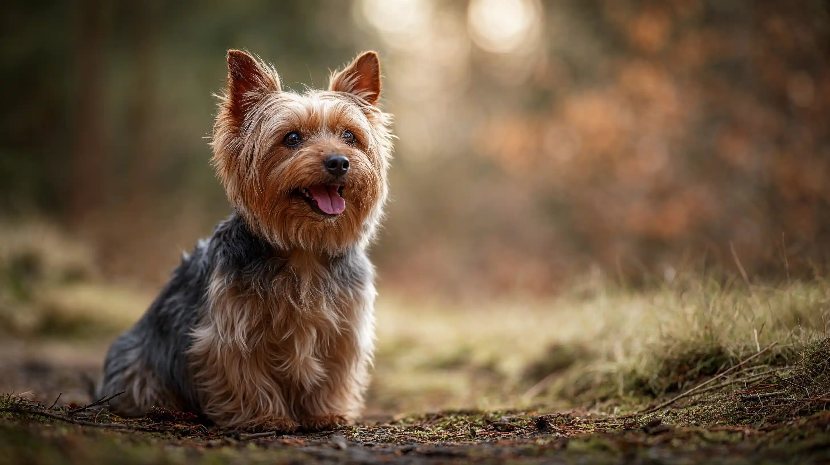 Chien de type Yorkshire dans un champs